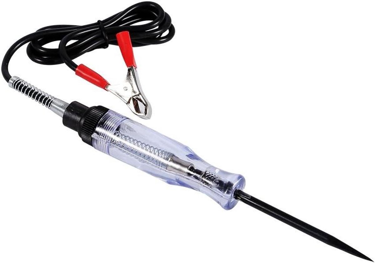 Spanningstester 6V 12V 24V met Lange Sonde en Indicatielampje voor Auto en Motor