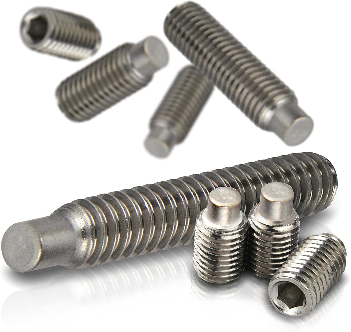 Schroefdraadpennen - Stelschroeven Grubschroeven - Onderdelen Bevestigen - Roestvrij Staal A2 - M10x60 - Zilver
