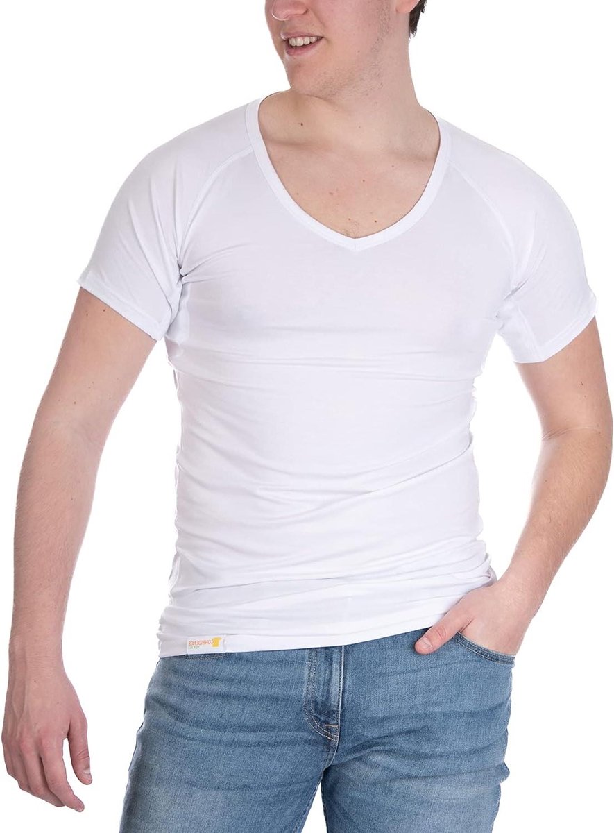 Anti Zweet Shirt - Ondershirt Mannen - Bescherming Zweetplekken - Absorberende Okselpads - Slim Fit - Wit
