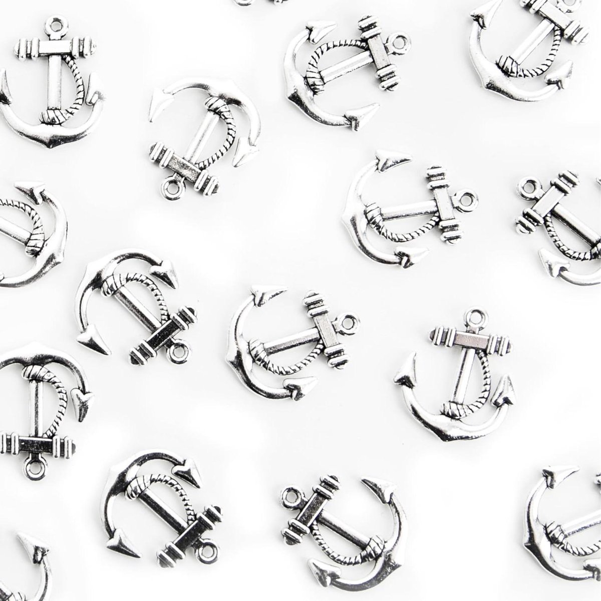 Mini Ankers Decoratie - Hanger Anker - Tafeldecoratie Bruiloft - Zilverkleurig Metaal - 22 cm - Zilver