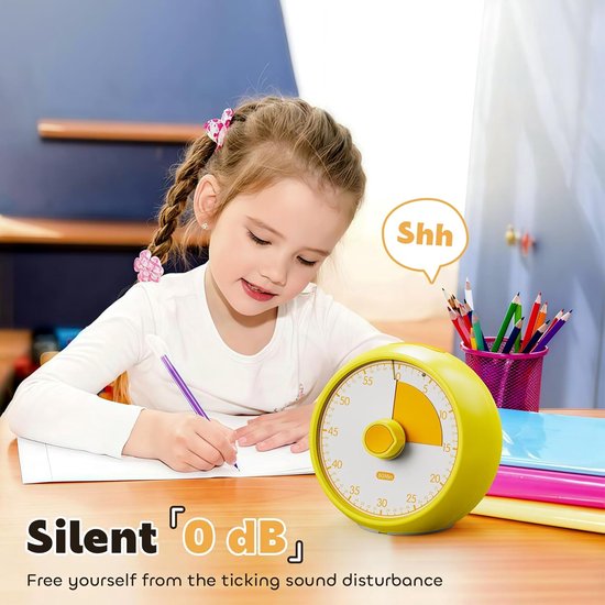 Visuele Timer Kinderen - Aftelklok Peuters - Tijdmanagement Leren - Zonder Cijfers - 60 Min - Geel — afbeelding 3