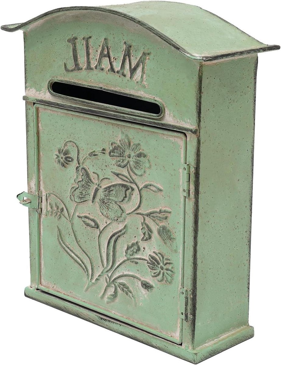 Wandbrievenbus - Brievenbus buiten - Post ontvangen - Antieke stijl - 27 x 10.6 x 12.3 cm - Groen