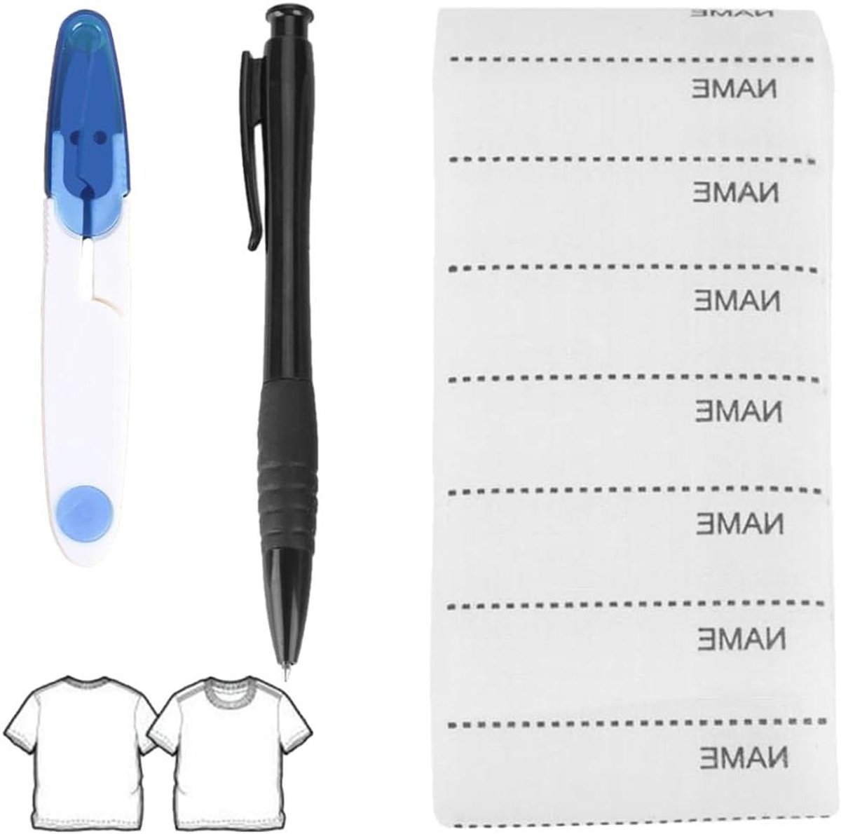 Naamstickers Kleding - Opstrijkbare Labels - Kleding Markeren - Wasbaar en Duurzaam - 5.5 x 1.5 cm - Wit