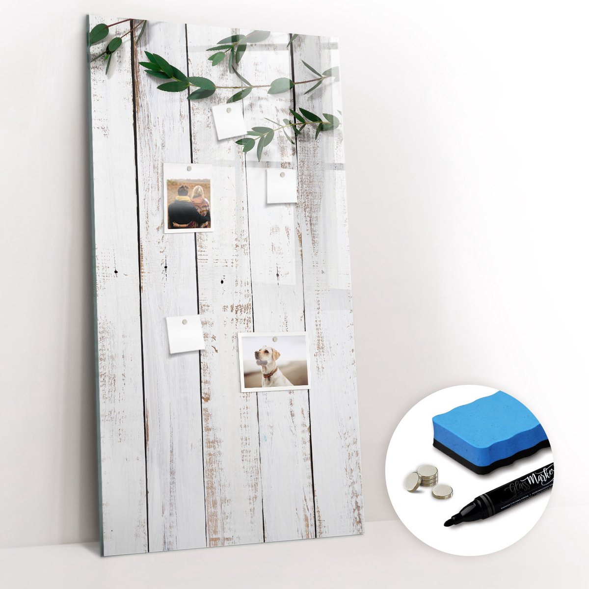 Tulup Whitebord - Houten wandpanelen - 60 x 120 cm - Wit Magnetisch Bord - Gratis 5 Sterke Magneten + Whiteboard Marker & Wisser - Organizer Muur - Memo Bord - Notitiebord Werkplek