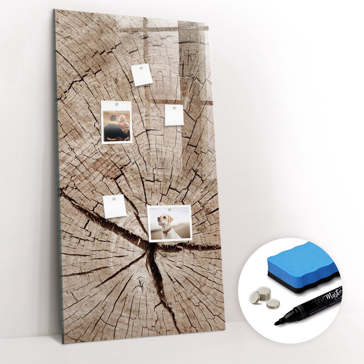 Tulup Whitebord - Dwarsdoorsnede van de stam - 60 x 120 cm - Beige Magnet Board - Gratis 5 Sterke Magneten + Whiteboard Marker & Wisser - Wanddecoratie Kantoor - Magneetbord Foto - Ideeënbord Thuiswerkplek