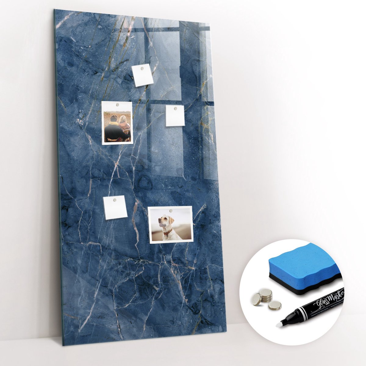 Tulup Whitebord - Decoratief marmer - 60 x 120 cm - Marine Memobord Magnetisch - Gratis 5 Sterke Magneten + Whiteboard Marker & Wisser - Industrieel Wandbord - Memo Bord - Inspiratiebord Kantoor