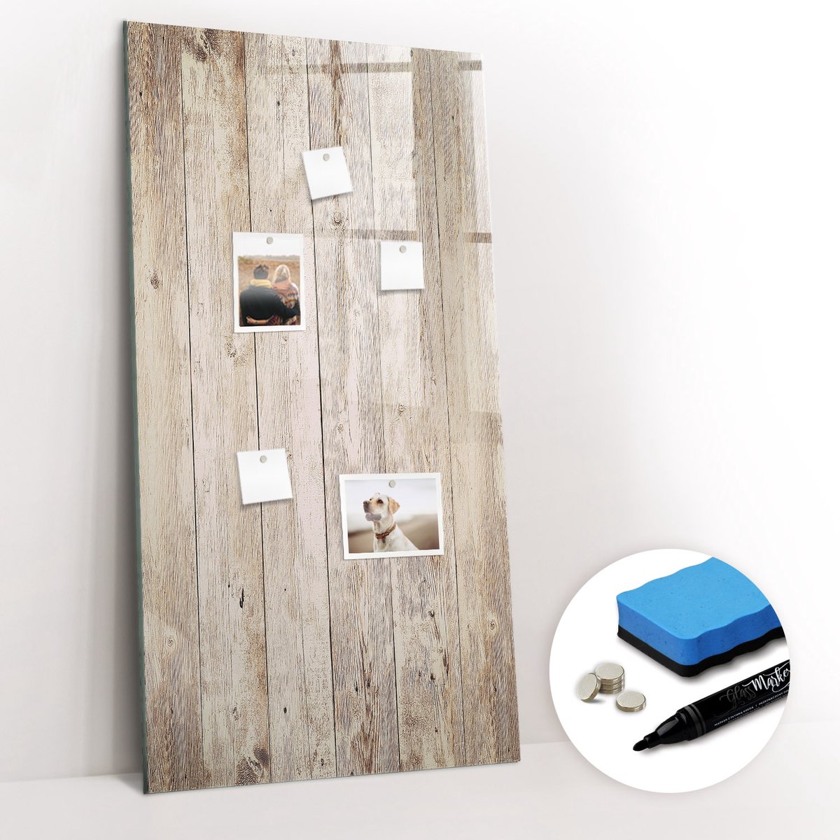 Tulup Whitebord - Houten planken - 60 x 120 cm - Bruin Magnetic Board - Gratis 5 Sterke Magneten + Whiteboard Marker & Wisser - Wanddecoratie Kantoor - Memo Bord - Productiviteit Tools