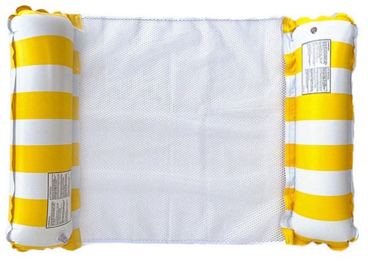 Opblaasbaar zwembed - Drijvend bed - Strandstoel - Watermatras - Waterhangmat - Opvouwbaar - Inclusief luchtpomp, kan tot 200 kg dragen - 125 x 70 cm - Geschikt voor zwembaden, stranden en meren - Geel