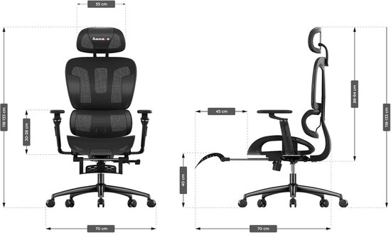 Ergonomische PC Stoel - Draaistoel Bureau - Comfortabel Zitten - Verstelbare Voetensteun - 133 cm Hoog - Zwart — afbeelding 2