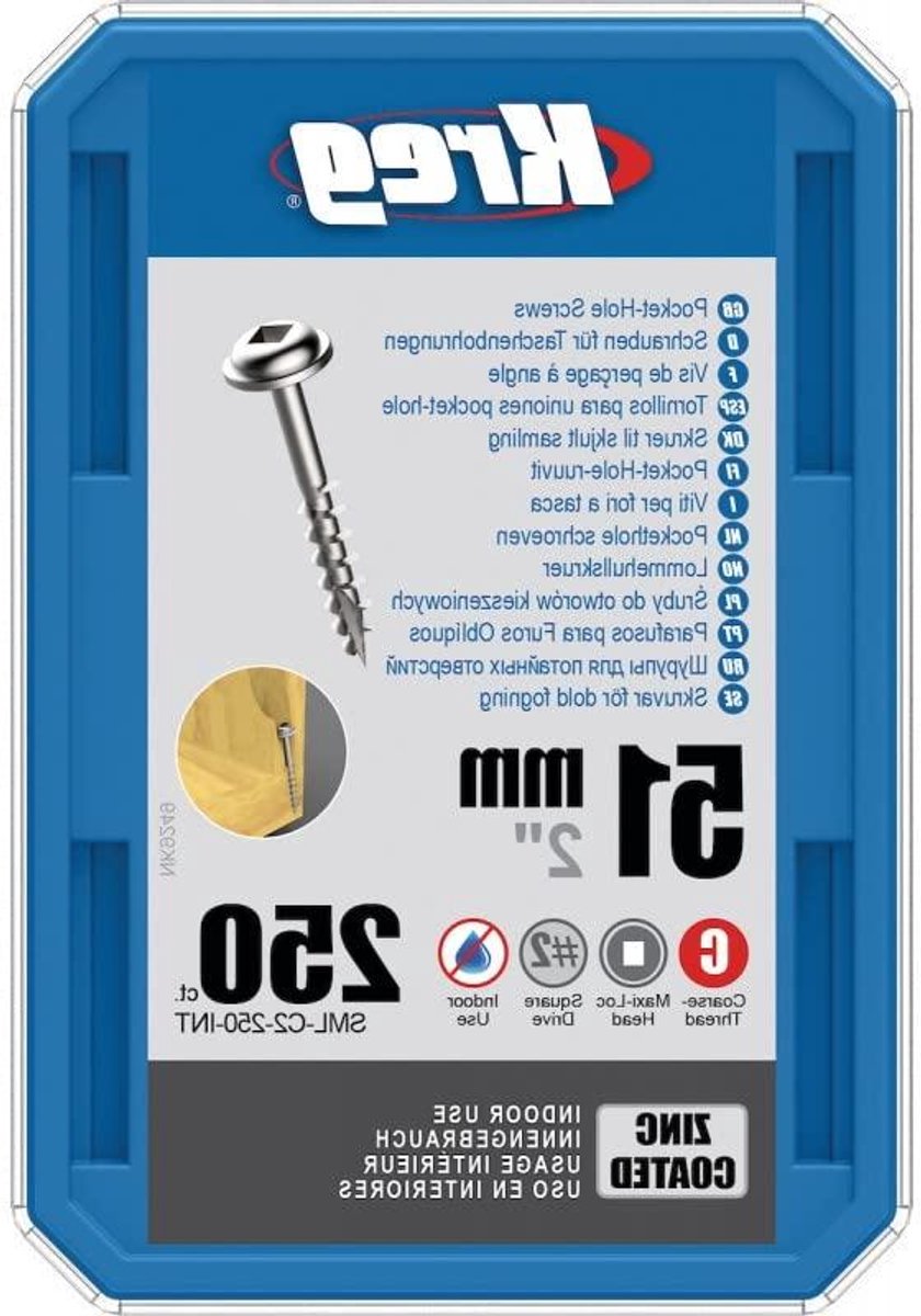 Houtschroeven - Pocket Hole Schroeven - Meubelbouw - Zinkgecoat - 51 mm - Zilverkleurig