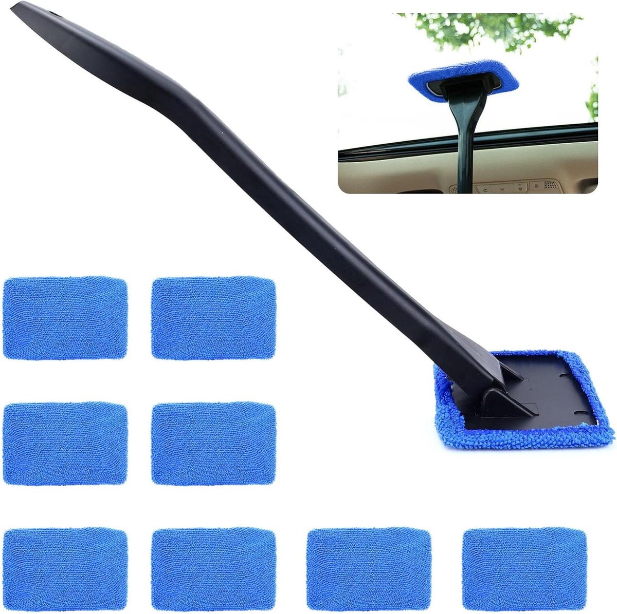 Ruitenreiniger Gereedschap - Autoruitenwisser Binnen - Auto Ramen Schoonmaken - 180 Graden Draaibare Kop - 3988 cm Lengte - Blauw