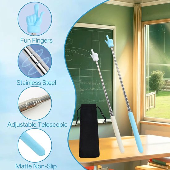 Aanwijsstokken 2 stuks - Telescopische wijzers - Presentaties geven - Uitschuifbaar ontwerp - 55 cm lang - Zwart — afbeelding 2
