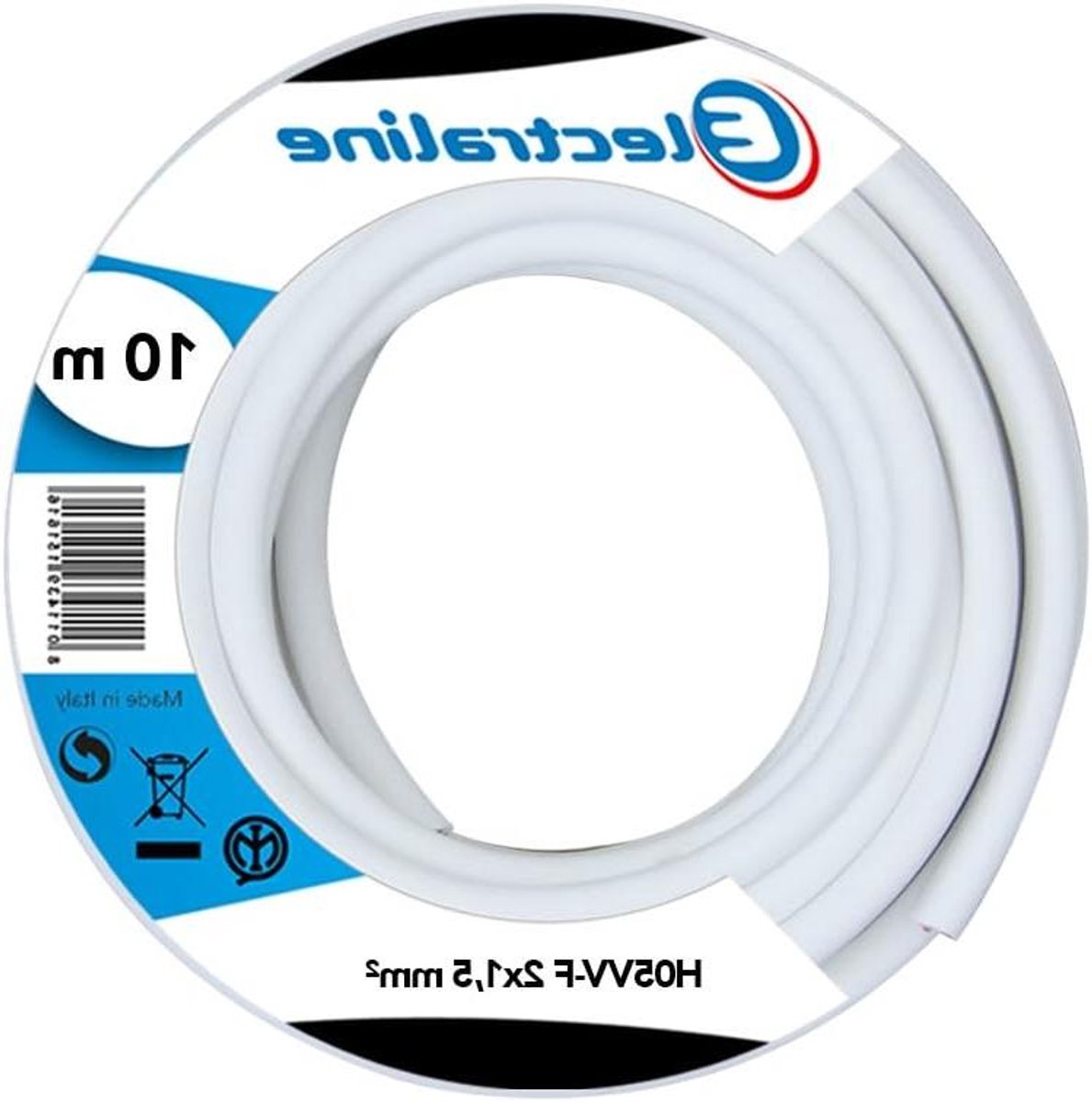 Flexibele 2-aderige Elektrische Kabel H05VV-F 1.5mm² - 10 Meter Wit