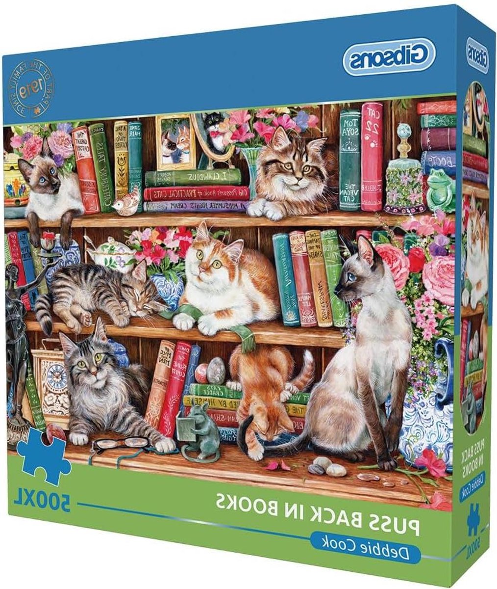 Legpuzzel 500XL - Puzzel Katten Boeken - Ontspanning Thuis - Extra Grote Stukjes - 48 x 34 cm - Multicolor