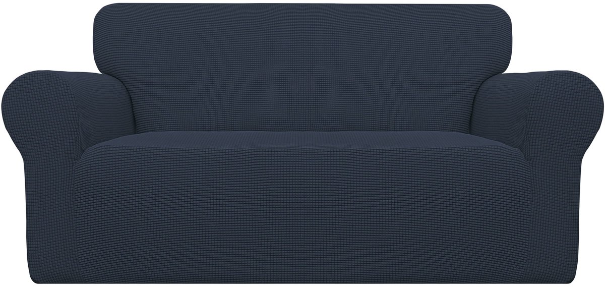 Stretch Loveseat hoes voor bank, 1-delige bankhoes, meubelbeschermer, zachte met elastische onderkant, voor kinderen, polyester en elastaan, jacquardstof, kleine ruitjes (Loveseat