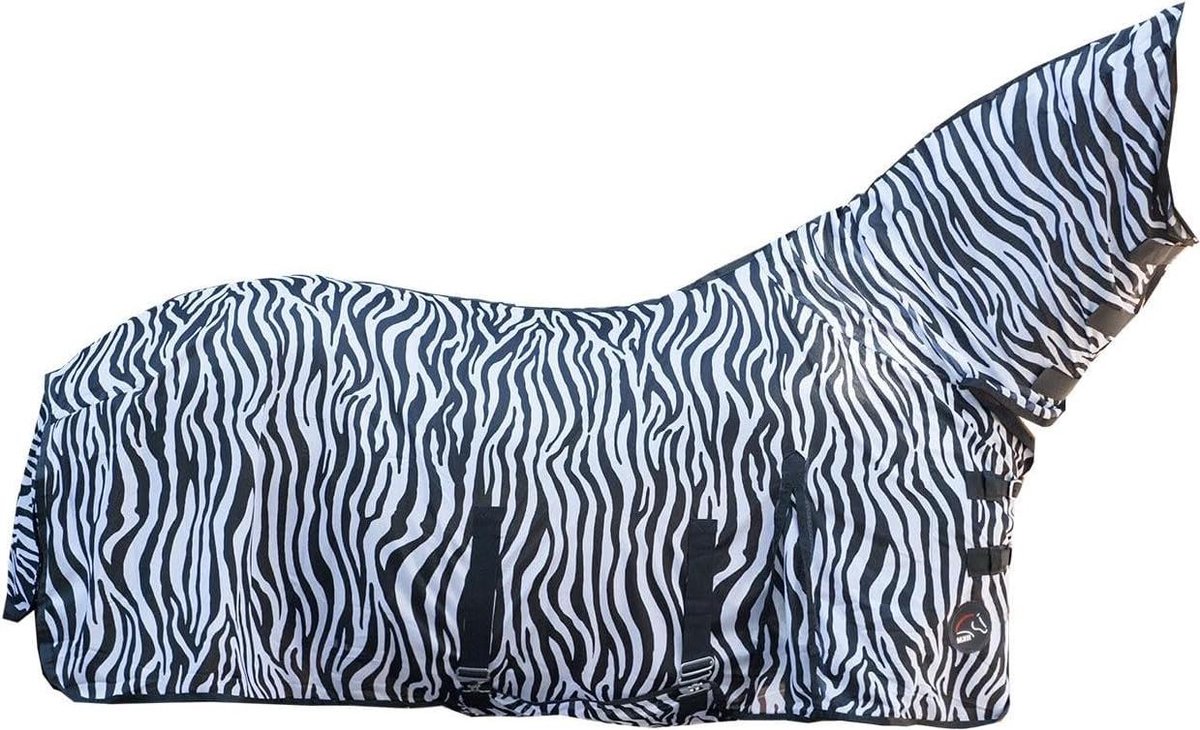 Vliegendeken Zebra - Paardendeken Klamboe - Bescherming Tegen Insecten - Ademend En Duurzaam - 145 cm - Wit Zwart