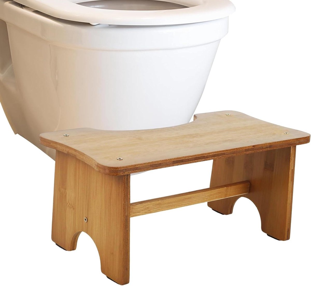 Toiletkruk Bamboe - Potje Kruk - Soepelere Stoelgang - C-vormige Structuur - 17 cm Hoog - Bruin