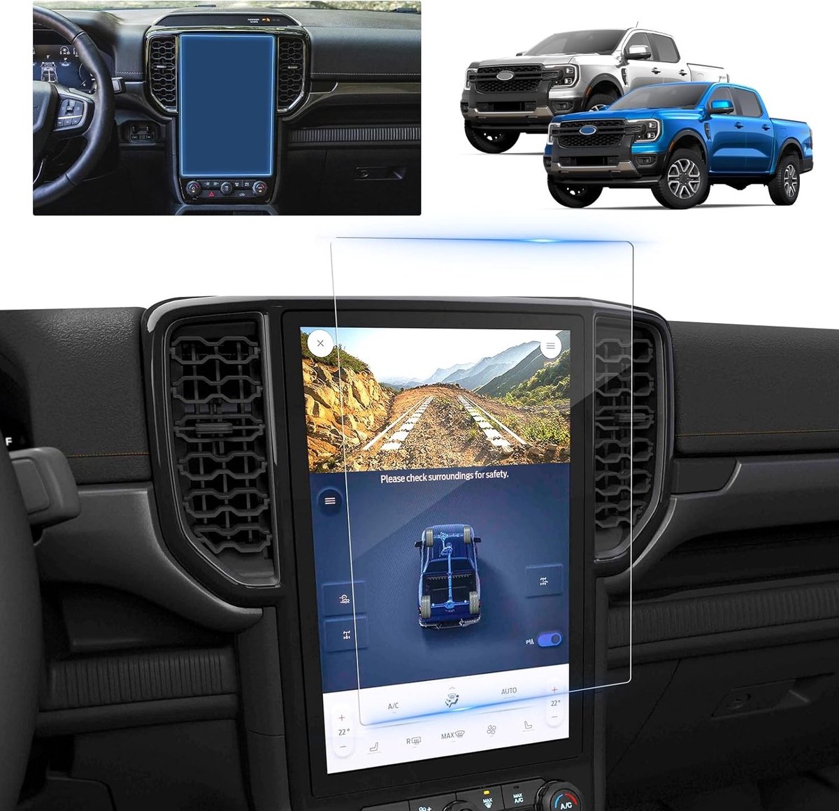 Screen Protector voor 2023-2024 Ford Ranger - 12 Inch Tempered Glass voor SYNC 4 Navigatie met 9H Hardheid, Bescherming tegen Krassen en Vingerafdrukken