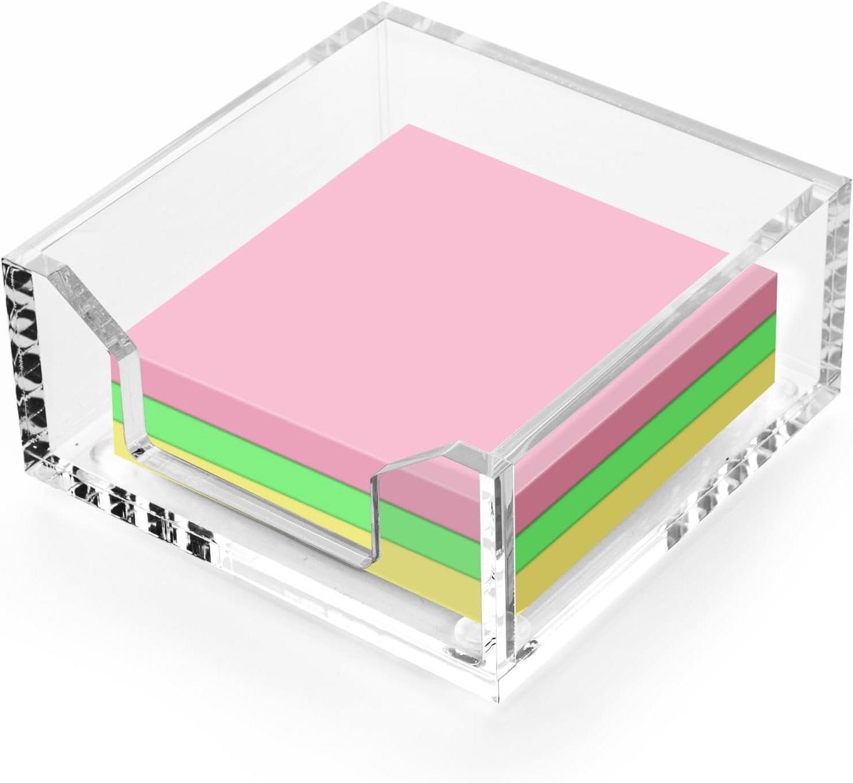 Acryl Memo Pad Houder - Notitie Doos - Bureau Organisatie - Antislip Matten - 10 x 10 x 4.5 cm