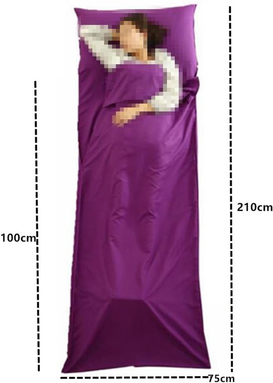 Reisslaapzak Laken - Zomer Slaapzak - Comfortabel Slapen - Met Kussentas - 210 x 75 cm - Paars — afbeelding 5