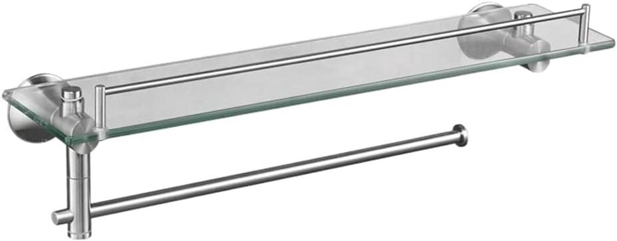 Handdoekrek Handdoekrek Handdoekrek 304 RVS Handdoekrek met glazen plank Geborsteld handdoekrek Badkamerhanddoekrek Moderne rekken Handdoekrek Handdoekrek wisdom