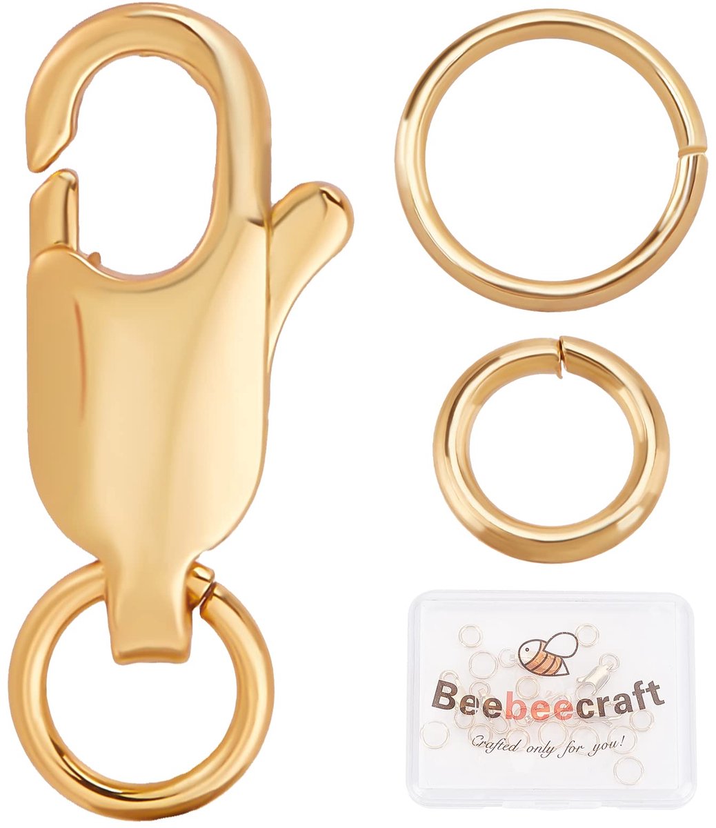 18 Karaat Vergulde Sieraden Sluitingen - 6 Stuks Karabijnsluiting met Open Buigring voor Armbanden en Halskettingen