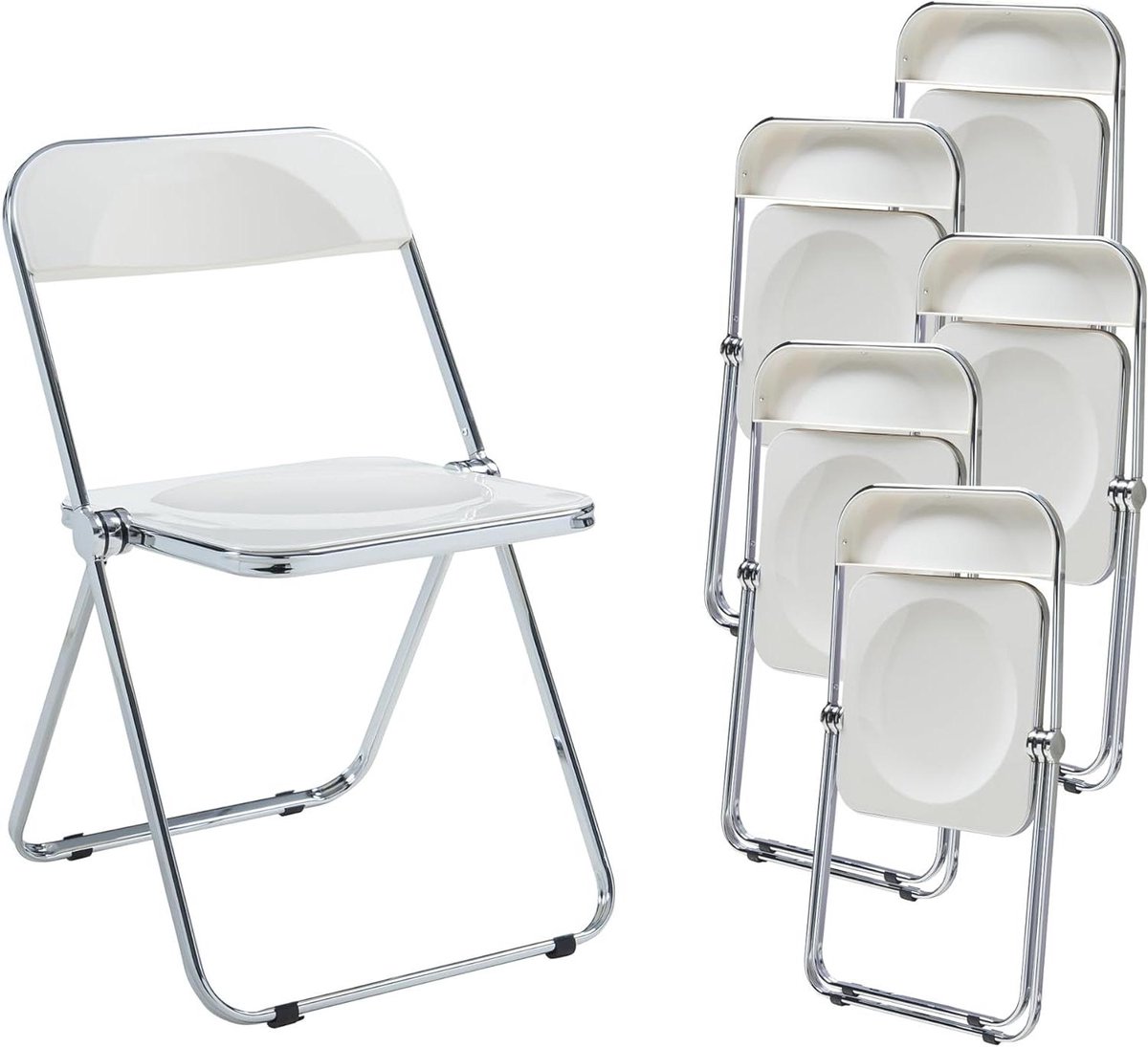 Klapstoelen Wit - Opvouwbare stoelen Extra zitplaatsen - Ruimtebesparend opbergen - Direct