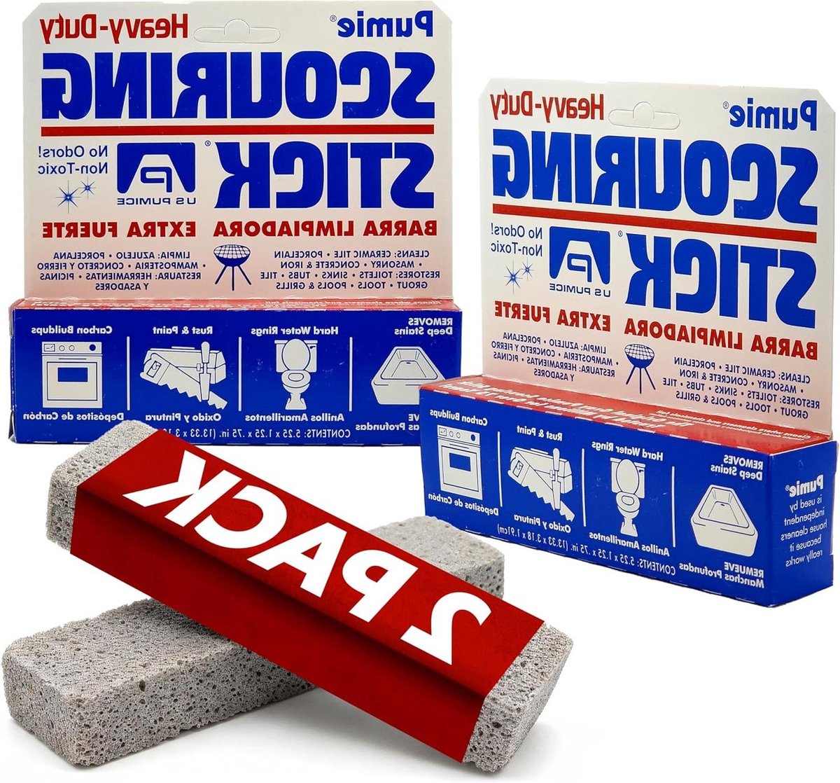 Schuursteen Reiniger - Pumice Stick - Hardnekkige Vlekken Verwijderen - Zonder Chemicaliën - 2 stuks - Grijs