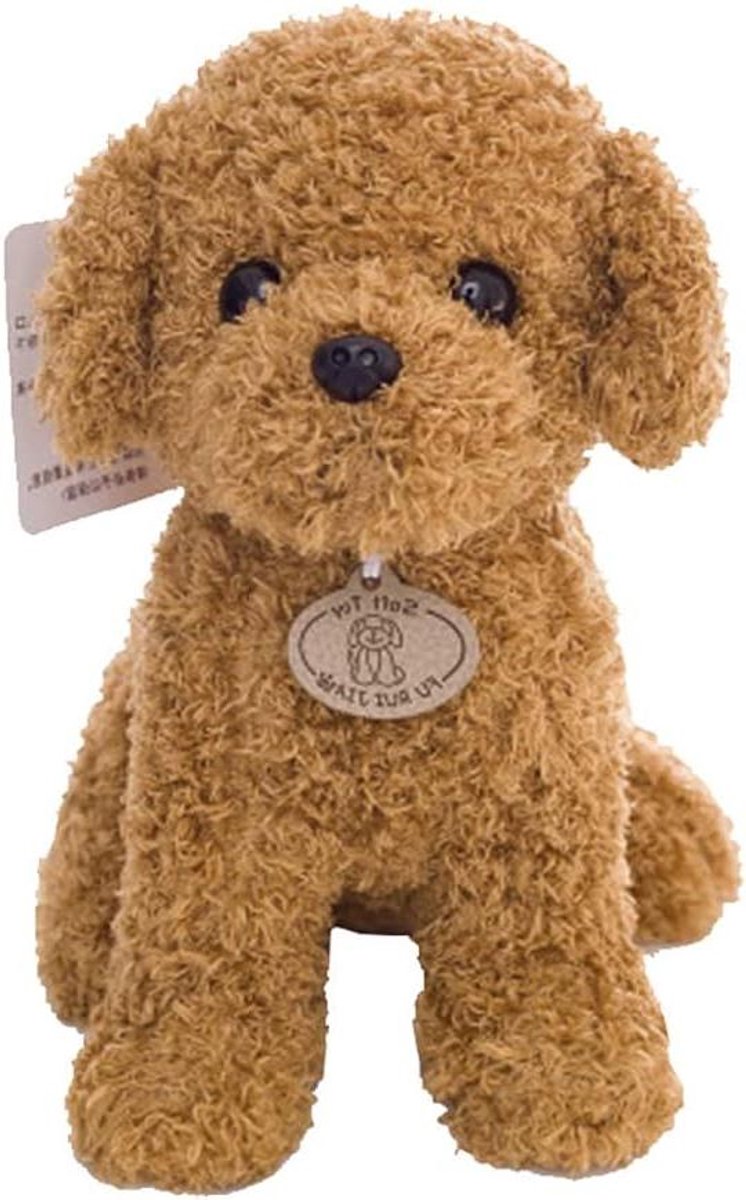 Pluche Hond - Knuffelhond Teddy - Kinderen Spelen - Realistisch Ontwerp - 25 cm - Bruin