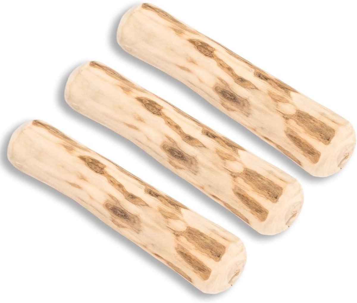 Houten Kauwbotten Hond - Hondenbot Kauwspeelgoed - Tandenpoetsen Hond - Natuurlijk Koffiehout - 14 cm 3 stuks - Bruin