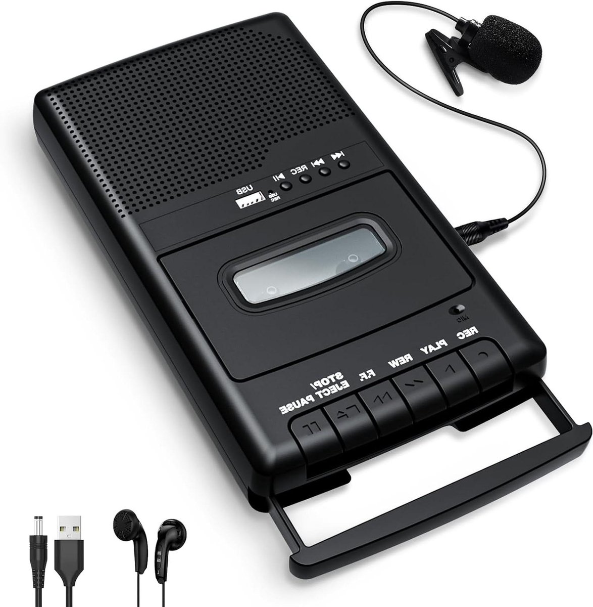 Draagbare Cassetterecorder - Audio Converter - Muziek Digitaliseren - Met Aparte Microfoon - 319 x 19 x 69 cm - Wit
