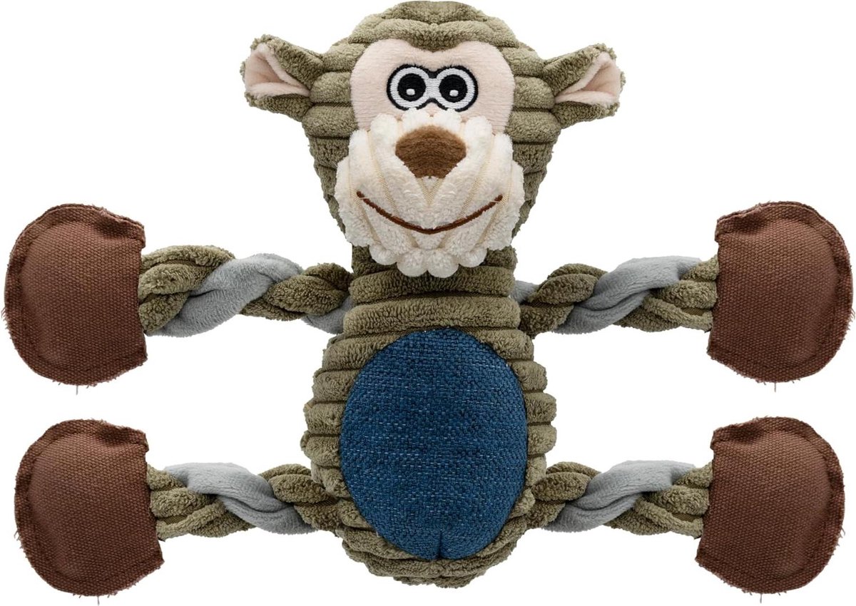 Hondenspeelgoed Pluche - Knuffeldier Hond - Hond Amuseren - Met Pieper - Middelgroot - Aap