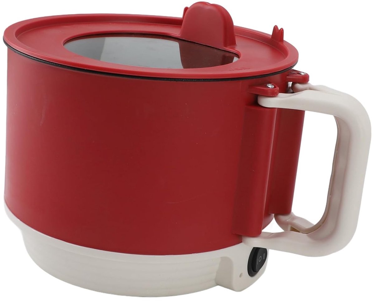 Elektrische Kookpot, Multifunctioneel Kooktoestel met Antiaanbaklaag, Capaciteit van 1,8 Liter, Vermogen van 450 W, Opvouwbare Handgreep, voor (EU-stekker 220V 6A)