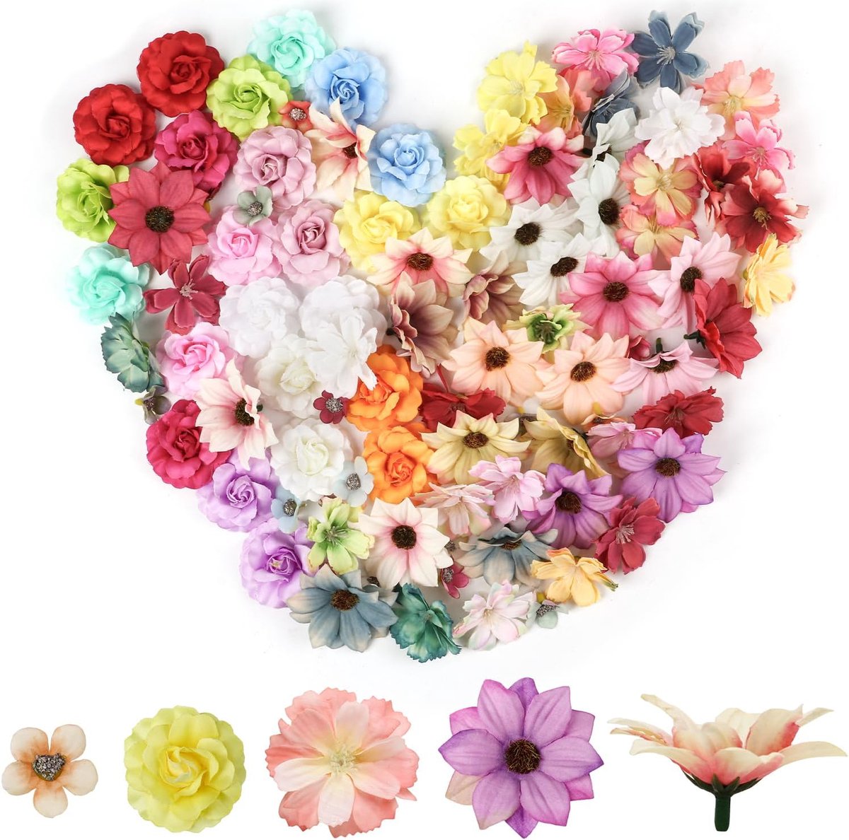 Kunstbloemen, kleurrijke madeliefjes, bloemkoppen, decoratie voor haaraccessoires, taartdecoratie, bruiloft, kunsthandwerk, feesten, huis, doe-het-zelf knutselen