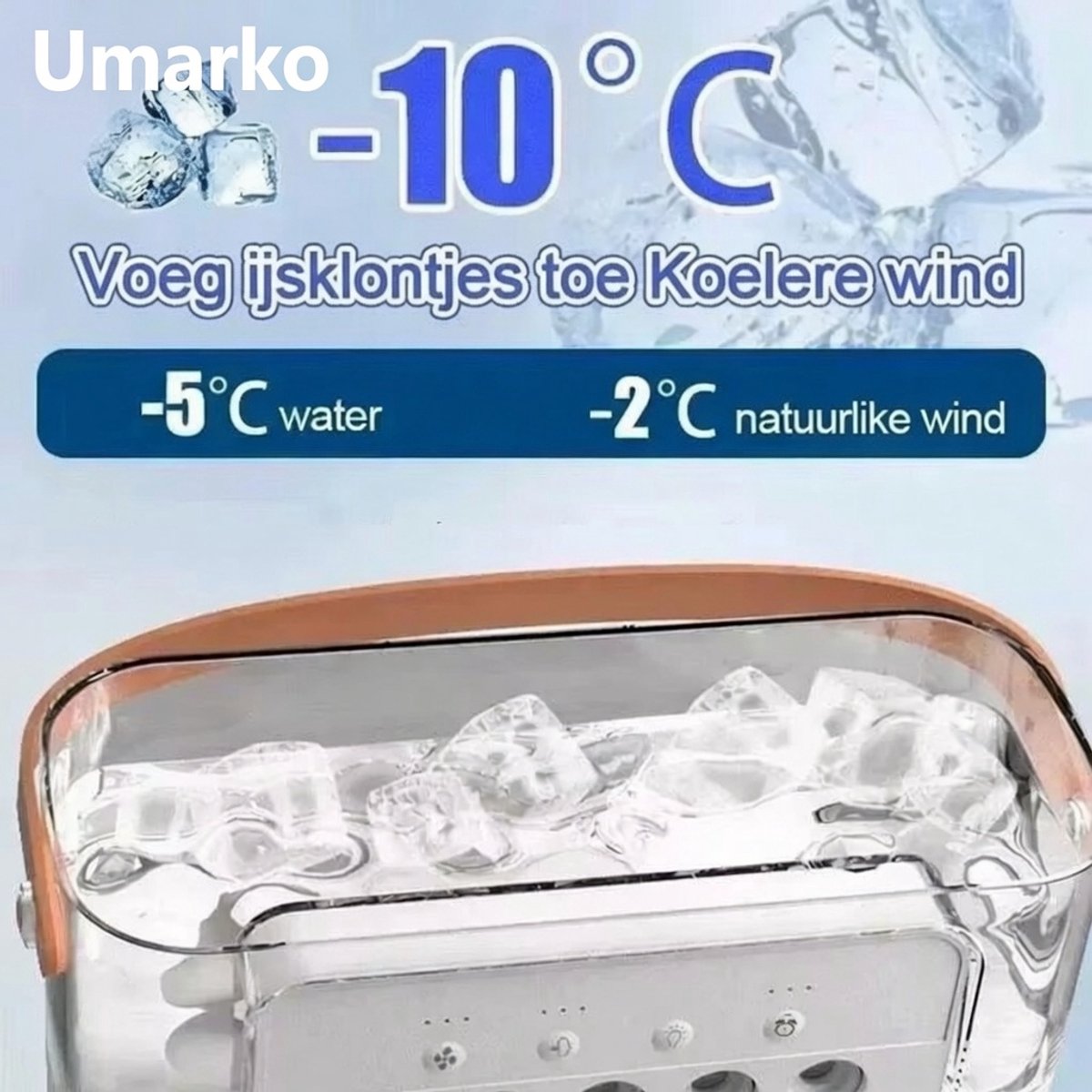 Umarko Mini Airco - Draagbare 3-in-1 Luchtkoeler met Bevochtiger & 7 Kleuren LED Lamp - Slaapkamer & Kantoor — afbeelding 3