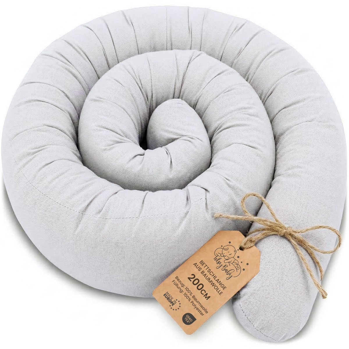 Zijslaper kussen Lichaamskussen 200 cm Katoen - Lang kussen bed rol slaapkussen nek rol Decoratie voor kinderkamer Oeko-Tex Grijs