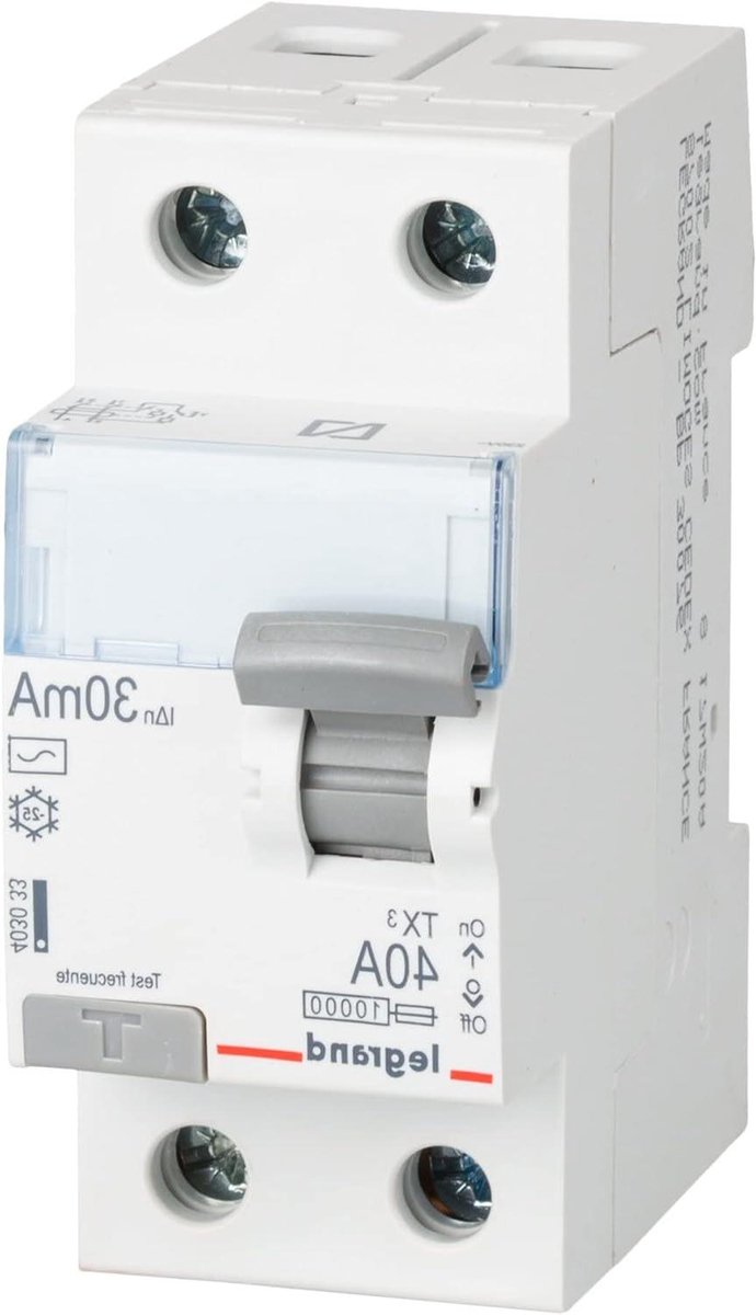 Differentiaalschakelaar - Schakelaar Stroomonderbreker - Elektrische Veiligheid - Type AC - 40 A - Wit