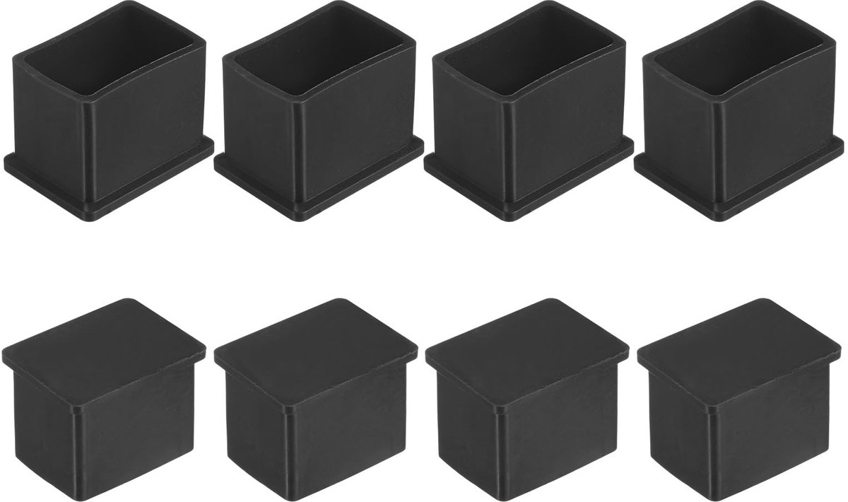 METERXITY Set van 8 rechthoekige meubelpootdoppen, 20 x 30 mm, PVC pootdoppen voor stoelen/tafel/bed, meubels hardhouten vloerbeschermers voethoezen bekers