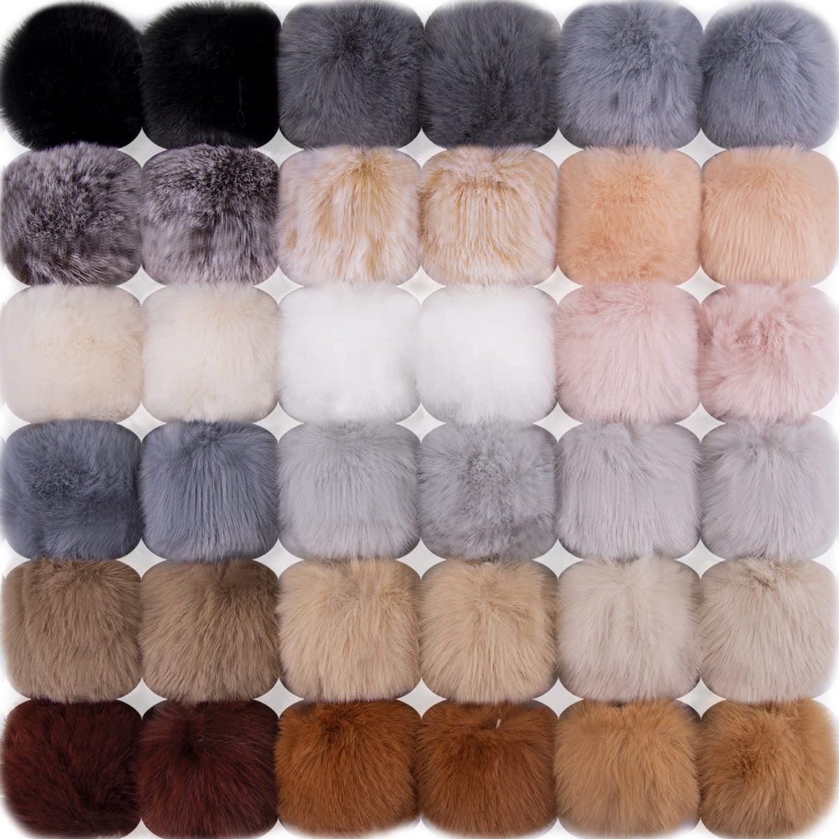 36 stuks kunstkonijnenbont pompon ballen met elastische lus DIY pluizige pompon voor hoeden beanie schoenen sjaals handschoenen tassen accessoires (18 zachte kleuren, 2 stuks per kleur)