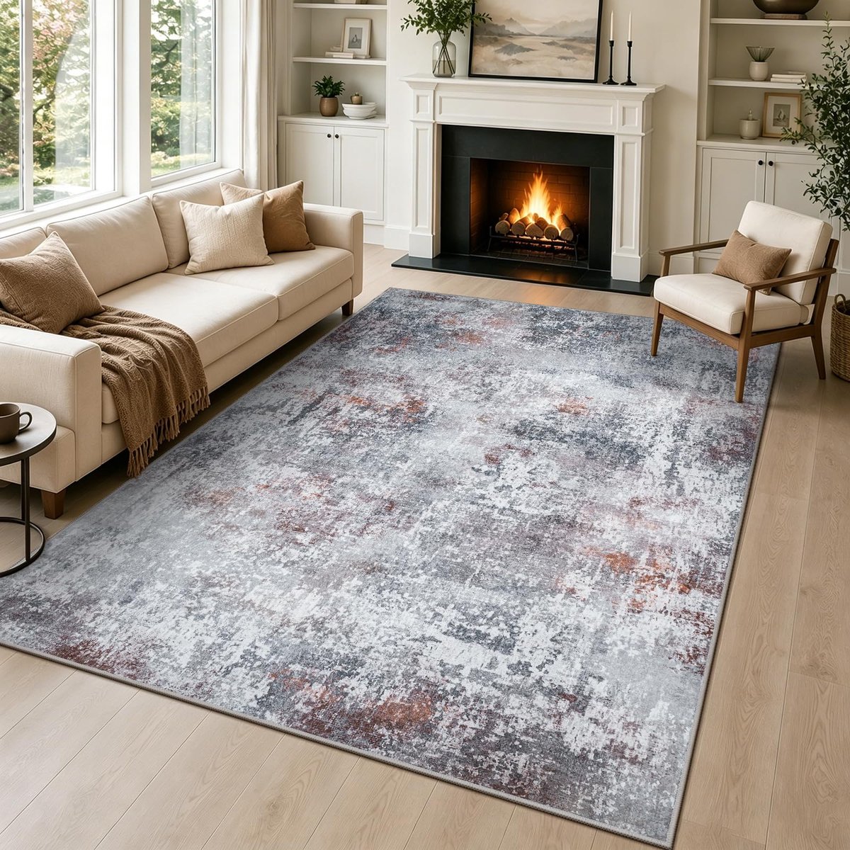 Vloerkleed 120 x 180 cm modern laagpolig imitatiebont woonkamertapijt wasbaar indoor tapijt antislip minimalistische vloermat tapijten voor woonkamer slaapkamer kantoor keuken