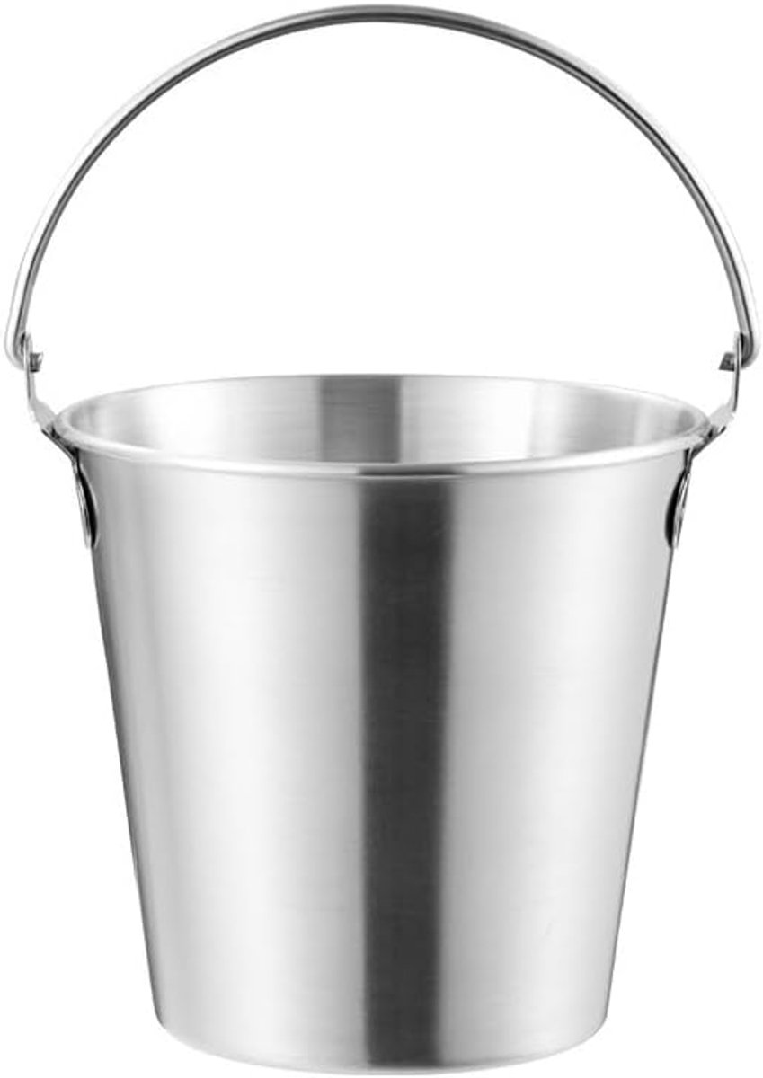 2 Draagbare Ijsemmer Rvs Champagne-Emmer,Voor Cocktailbar,Wijn,Drankjes,Feesten,Frietjes Snackemmer Gebakken Kipemmer,Zilver,1.1L
