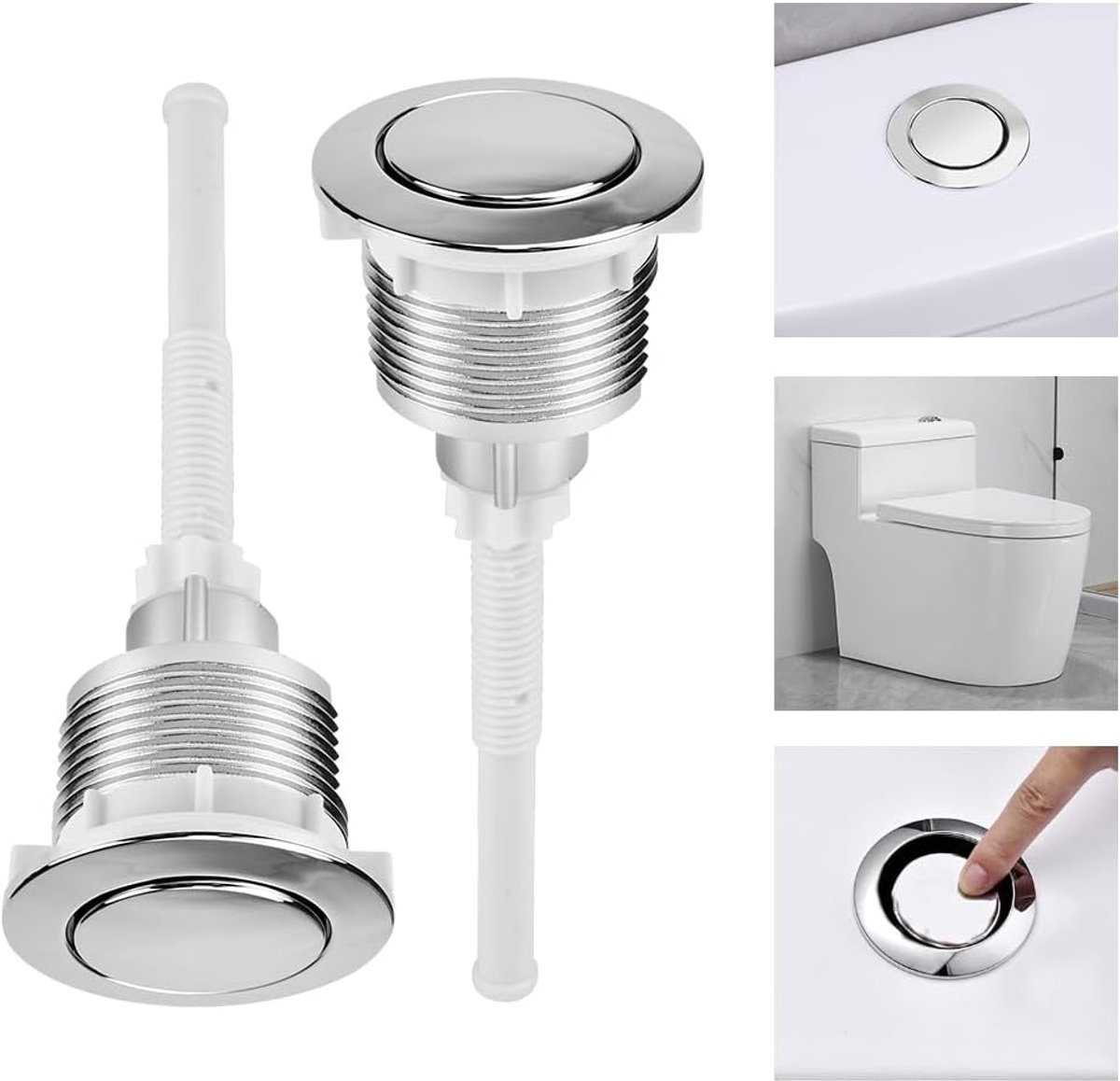 dubbele spoelbakknop, ABS verchroomde badkamerinstallatie, vervangingsaccessoires, toiletspoelknop, rond, ABS verchroomde badkamerinstallatie, vervangende accessoires (2 stuks