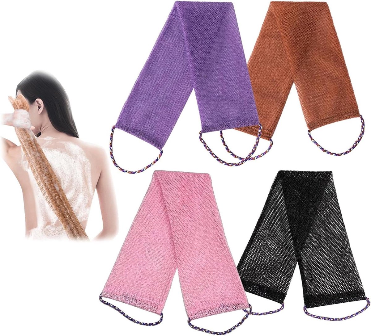 Afrikaans Douchenet - Badnet Spons - Huid Peelen - Sneldrogend Nylon - 735 cm - 4 Kleuren