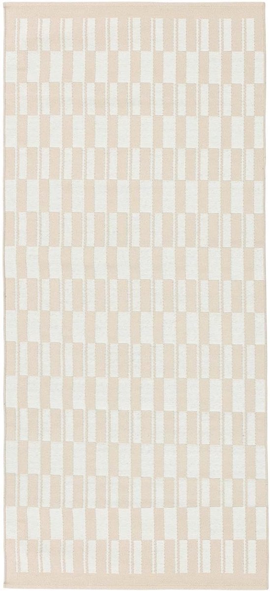Pino, Binnen & buitentapijt, Moderne, 80 x 200 cm, Rechthoekig, Laagpolig, Hal, Patio, Alleen handwas, UV-bestendig, Beige/Wit