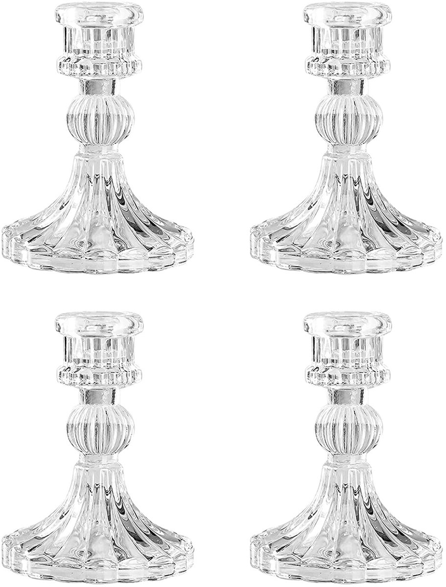 Kandelaar van glas, heldere kegel, kristalglas voor bruiloft, thuis, feestdecoratie