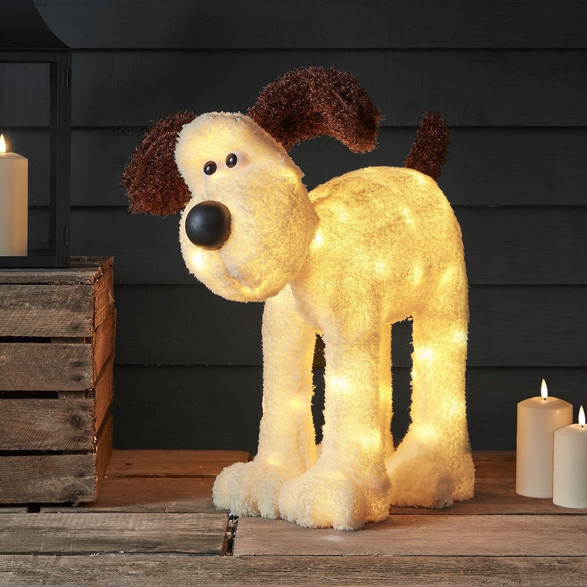 Kerstfiguur Hond - LED Decoratie - Tuin Verlichten - Met Timer - 55 cm Hoog - Warm Wit – foto 2