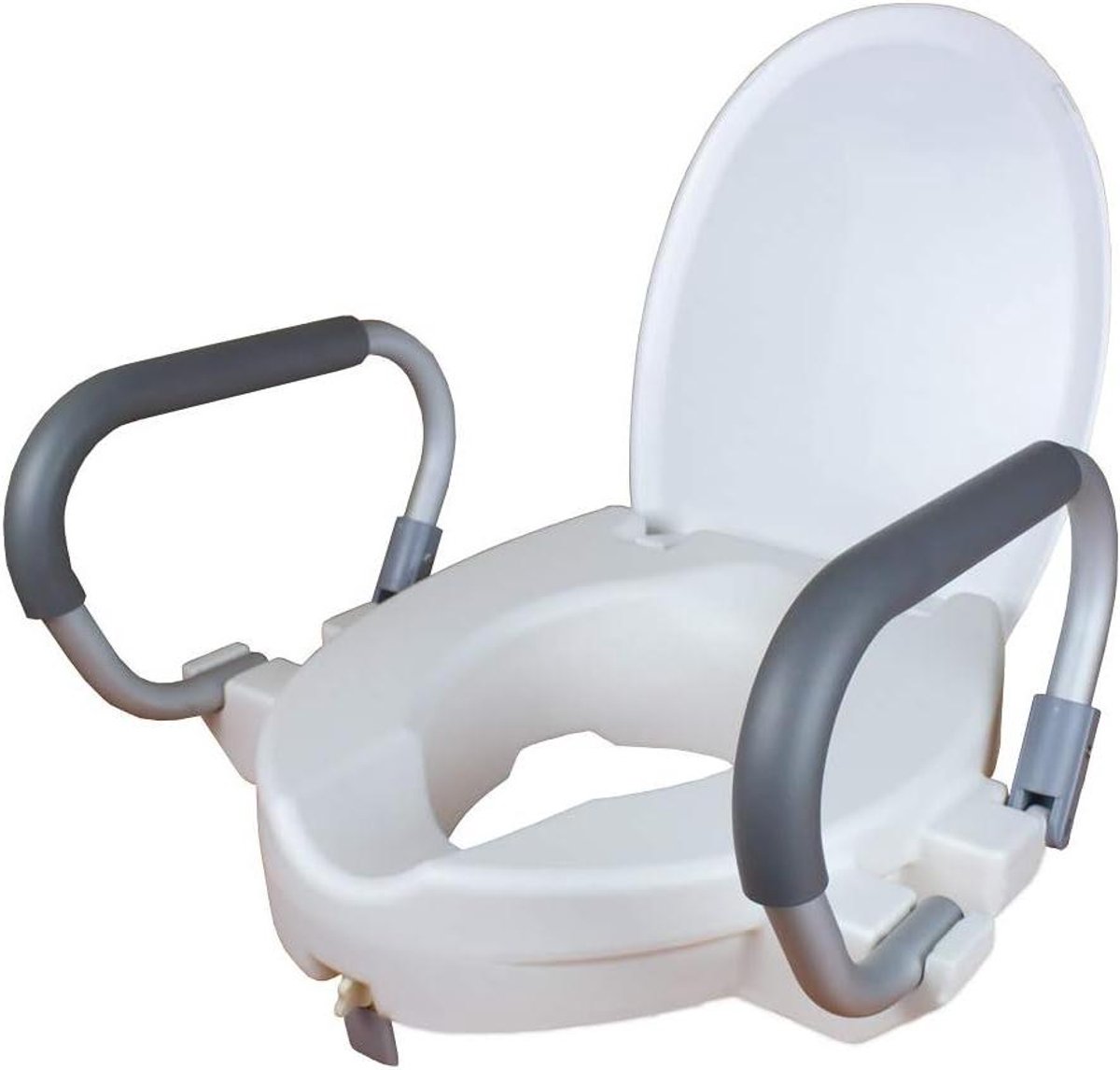 Toiletverhoger met Armleuningen - Toiletstoel Verhoger - Veiliger Toiletgebruik - Inklapbare Armleuningen - 10cm Hoogte - Wit