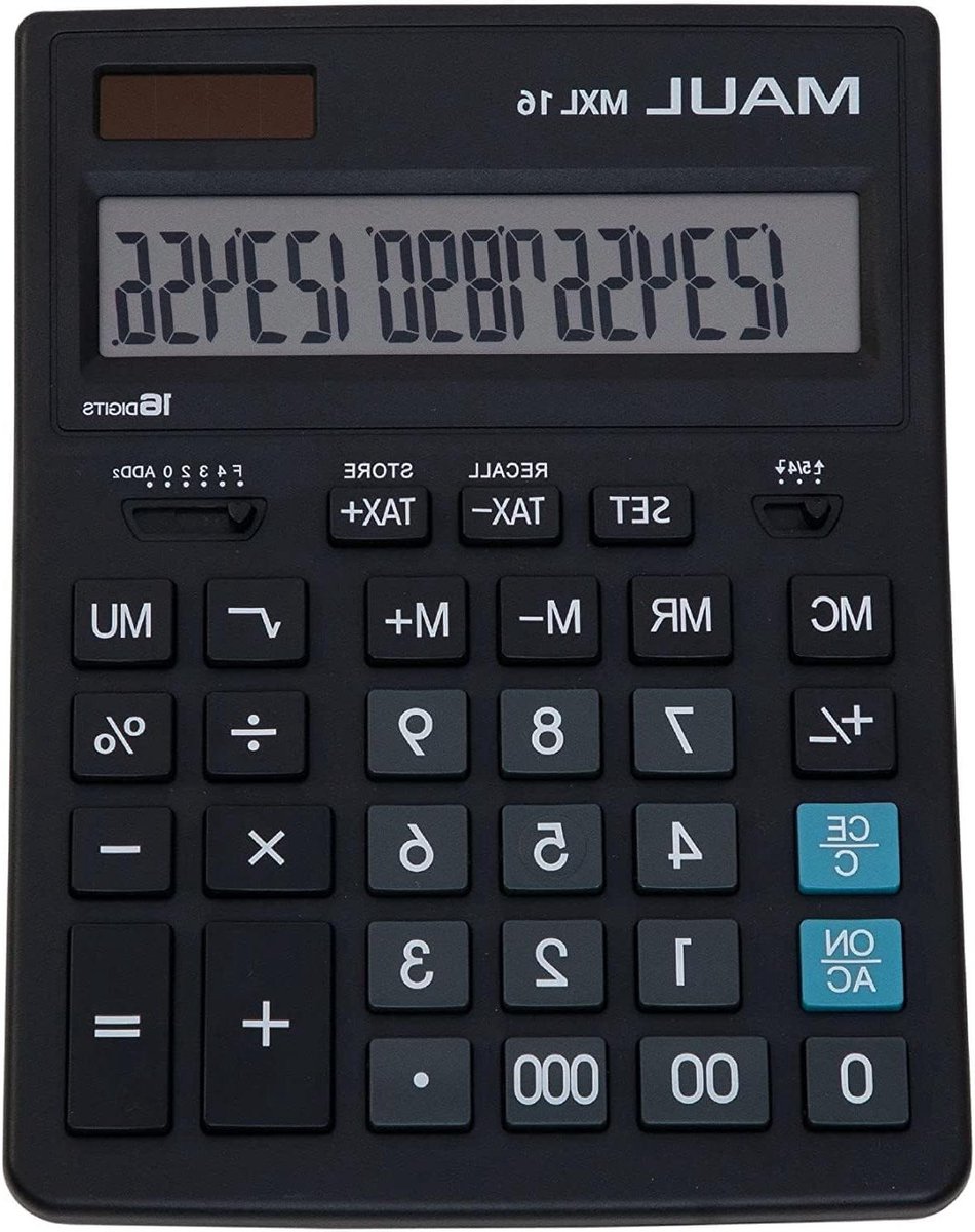 Bureaurekenmachine - Commerciële calculator - Dagelijkse berekeningen - Groot 16-cijferig display - 205 cm breed - Zwart