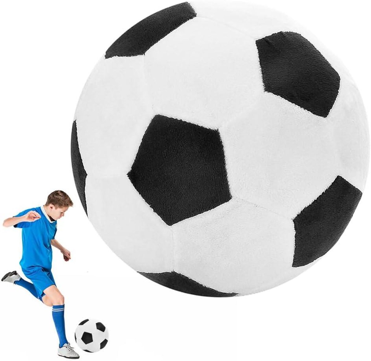 Voetbal Knuffel - Pluche Dier - Decoratie en Comfort - Handgemaakt Design - 25 cm - Zwart Wit
