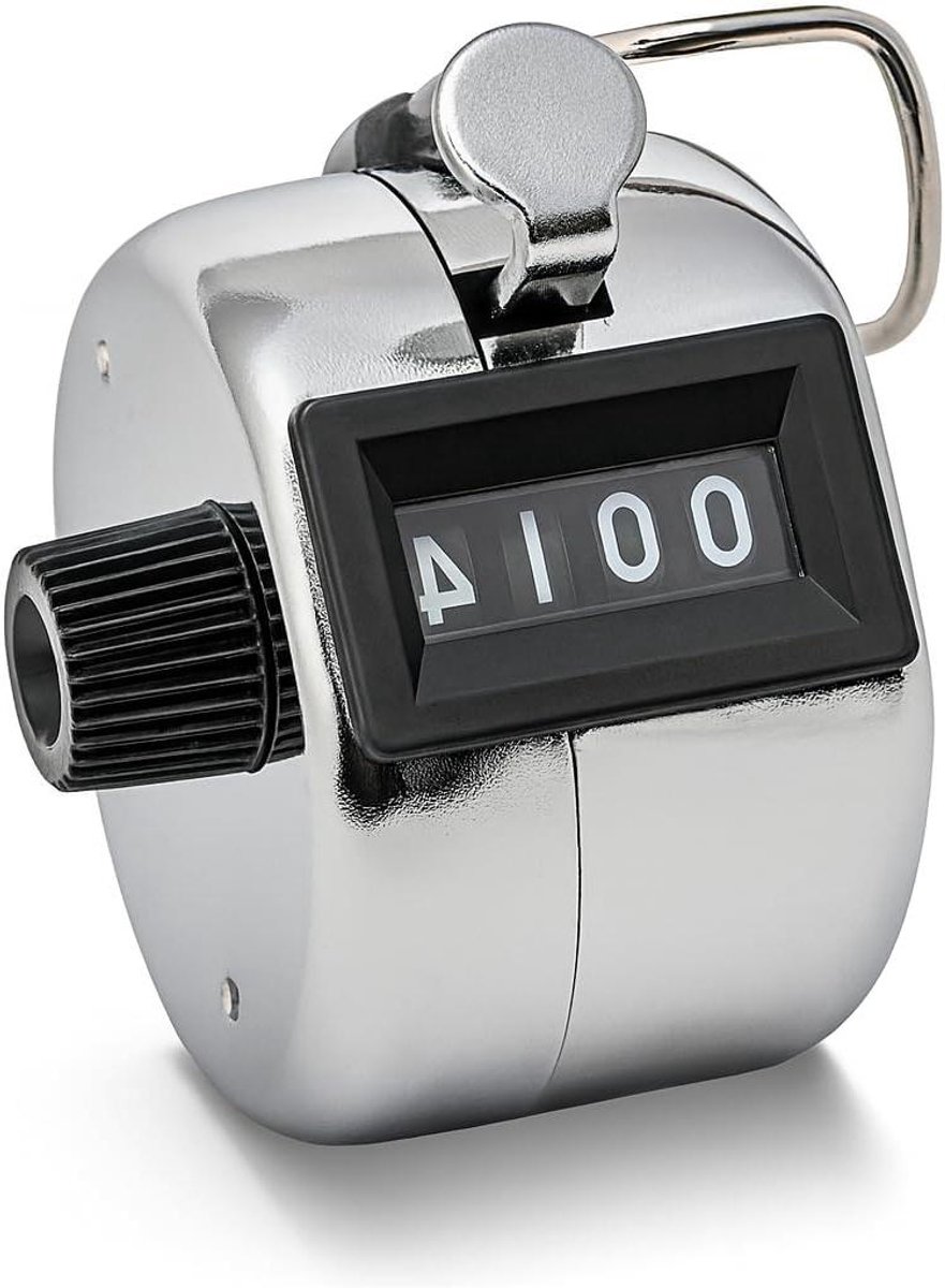 Standplaats Teller - Rondeteller Sport - Wedstrijden Tellen - Reset Knop - Telt tot 9999 - Chroom